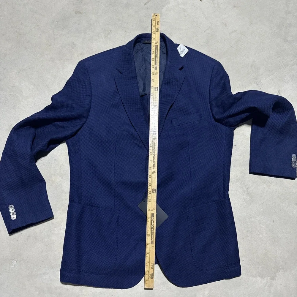 NWT $1250 Hugo Boss Mens 46R Blazer Coat Blue Neiman Marcus Jason 4 Textured